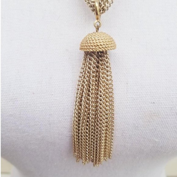 Sarah Coventry Tassel Necklace Gold Tone Tagged - Picture 5 of 8